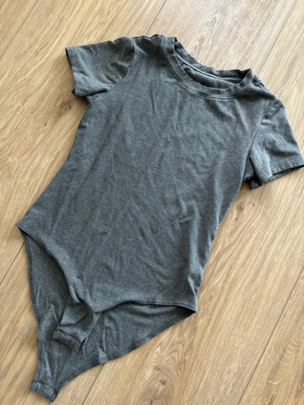 Basic Short Sleeve Bodysuit - Charcoal Gray